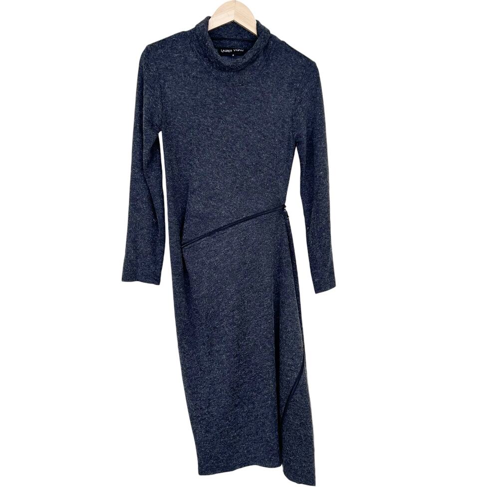 Lauren Vidal Gray Zipper Detail Midi Dress Sz S